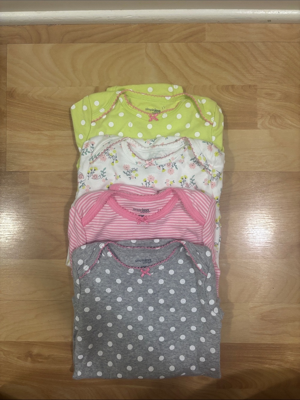Carter's Baby One-Piece Bodysuit Set - Lime, White, Pink, Gray
 4 PIECE BUNDLE